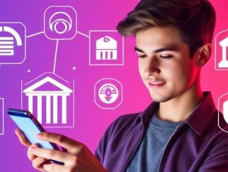 “Young person applying for a credit card online to build credit from scratch in 2025, with digital credit score graphics.”