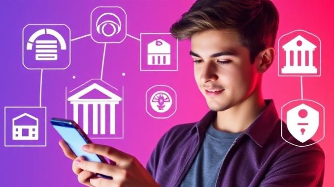 “Young person applying for a credit card online to build credit from scratch in 2025, with digital credit score graphics.”