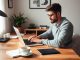 “Person building a 5-figure online income stream using just a laptop and internet connection.”
