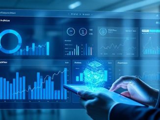 "Digital financial dashboard with AI analytics and wealth management graphs on a tablet in a modern fintech environment"